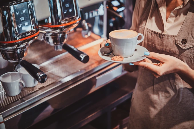 Espresso cup on a wooden table
